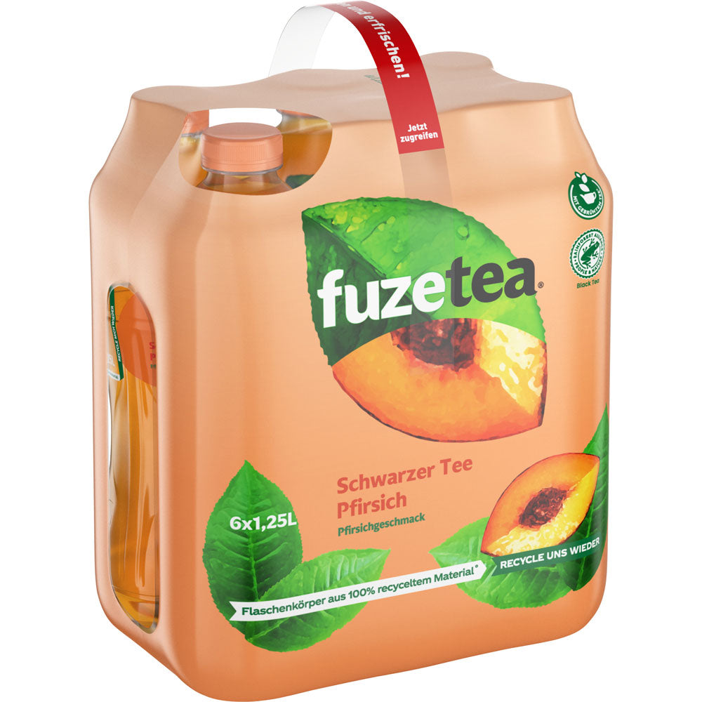 Fuze Tea Schwarzer Tee Pfirsich PET 6x 1,25 Liter (EINWEG)