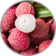 Nahaufnahme von Litschi zur Visualisierung der exotischen Aromatik in gereiftem Gewürztraminer oder Muskateller