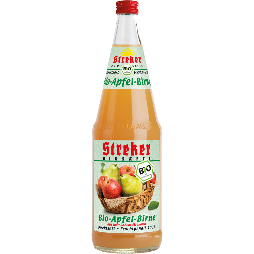 Streker BIO Apfel-Birne Direktsaft 6x 1 Liter (MEHRWEG)