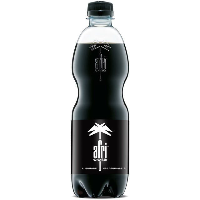 Afri Cola PET 20x0,5L (EINWEG): Genießen Sie das kultige schwarze Etikett mit weißem Palmenlogo, mit 10 mg Koffein für einen erfrischenden, koffeinhaltigen Geschmack - entdecken Sie das neue Afri Cola Erlebnis.