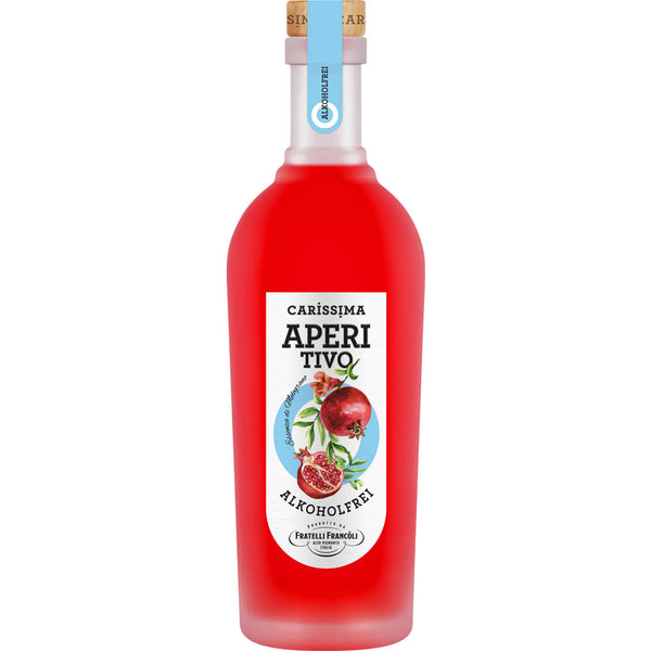 Luigi Francoli Carissima Aperitivo Alkoholfrei 0,7L ist ein alkoholfreier Aperitif mit Granatapfel-Sauerkirsche-Geschmack und einem Granatapfel-Etikett - ideal zum Mixen in alkoholfreie Cocktails.