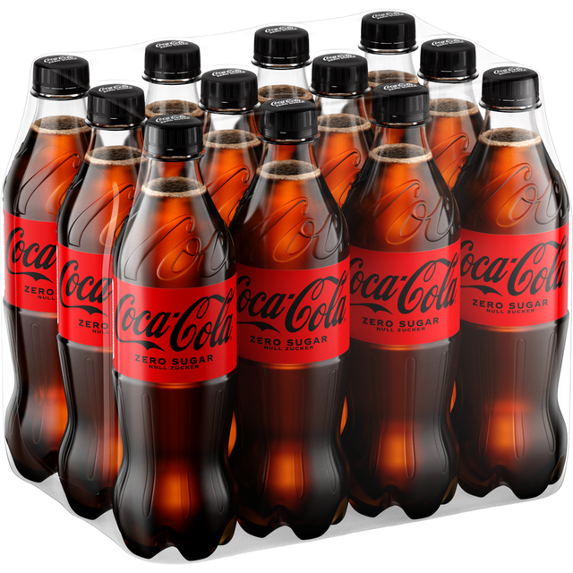 Das beliebte zuckerfreie Erfrischungsgetränk Coca-Cola Zero Sugar von Coca-Cola im 12x0,5L EINWEG-PET-Pack - praktisch und erfrischend in transparenter Verpackung.