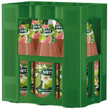 Eine grüne Kiste enthält Dietz Guaven-Zitronen-Nektar 6x 1 Liter (MEHRWEG) Flaschen, einen exotischen Fruchtsaft von Dietz, der teilweise durch die Kistenöffnungen sichtbar ist.