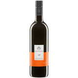 Eine Flasche Gesellmann ZB Zweigelt Blaufränkisch BIO 2023 mit schwarzem Verschluss und orange-weißem Etikett auf weißem Grund.