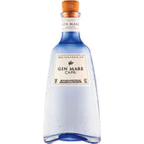 Eine blaue Flasche Gin Mare Capri 42,7% 0,7 Liter von Gin Mare mit Korkverschluss und weißem Etikett wird vor einem weißen Hintergrund dargestellt.