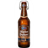 Eine 0,5L Flasche Hacker-Pschorr Münchner Dunkel, Teil des 20er-Packs (Mehrweg), ein klassisches Dunkelbier von Hacker-Pschorr.