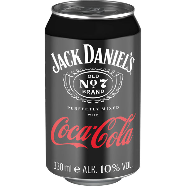 Eine 0,33-Liter-Dose Jack Daniels & Coca-Cola Dose, eine trinkfertige Mischung von Jack Daniels mit 10 Volumenprozent Alkohol.