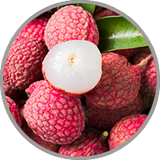 Nahaufnahme von Litschi zur Visualisierung der exotischen Aromatik in gereiftem Gewürztraminer oder Muskateller