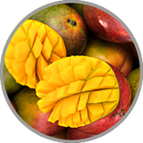 Aufgeschnittene reife Mango zur Darstellung des exotisch-fruchtigen Aromas in Weißweinen