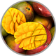 Aufgeschnittene reife Mango zur Darstellung des exotisch-fruchtigen Aromas in Weißweinen