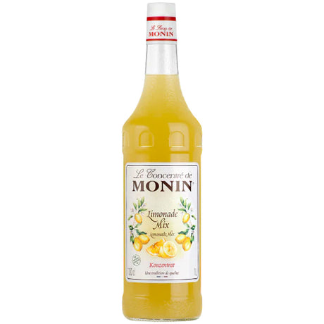 Monin Limonaden Mix Konzentrat 1 Liter: Ein gelbes Limonaden-Konzentrat von Monin mit abgebildeten Zitronen auf dem Etikett, ideal als alkoholfreier Mixer für erfrischende Getränke.
