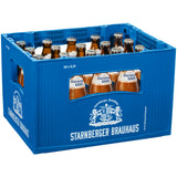 Blaue Kiste mit 20 Flaschen (je 0,5L) Starnberger Weisse (Mehrweg)-klassisches Bayerisches Weißbier von Starnberger.