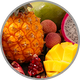 Nahaufnahme von tropischen Früchten zur visuellen Darstellung der exotisch-tropischen Aromen in aromatischen Weißweinen