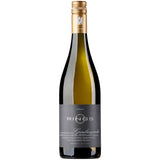 Eine Flasche Weingut Rings Grauburgunder trocken 2024, ein deutscher Weißwein von Weingut Rings, mit schwarzem Etikett und goldenem Schraubverschluss.