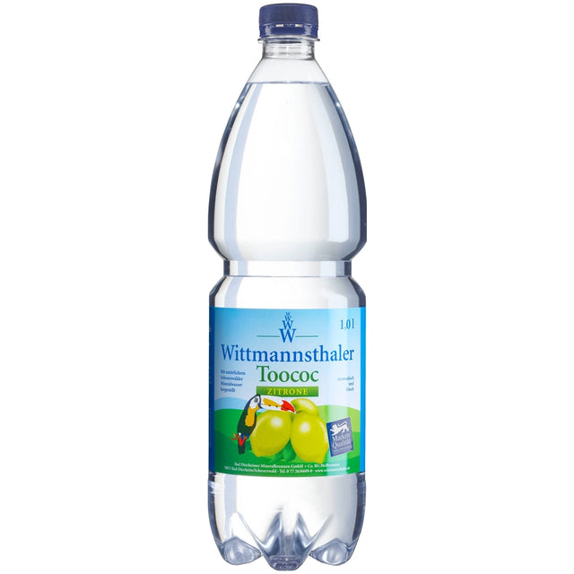 Der erfrischende Durstlöscher „Wittmannsthaler Toococ Zitrone PET 9 x 1 Liter (EINWEG)“ vereint den spritzigen Geschmack von Zitronenlimonade mit reinem Mineralwasser aus dem Schwarzwald – und das alles in einer praktischen Plastikflasche von Wittmannsthaler.