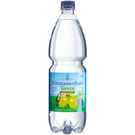 Die 1-Liter-Flasche Wittmannsthaler Toococ Zitrone PET (9x1L, EINWEG): Ein erfrischender Durstlöscher der Marke Wittmannsthaler mit spritzigem Zitronengeschmack und Schwarzwald Mineralwasser.