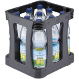 Eine Kunststoffkiste mit neun 1-Liter-Flaschen Wittmannsthaler Toococ Zitrone - das erfrischende Sprudelwasser von Wittmannsthaler.